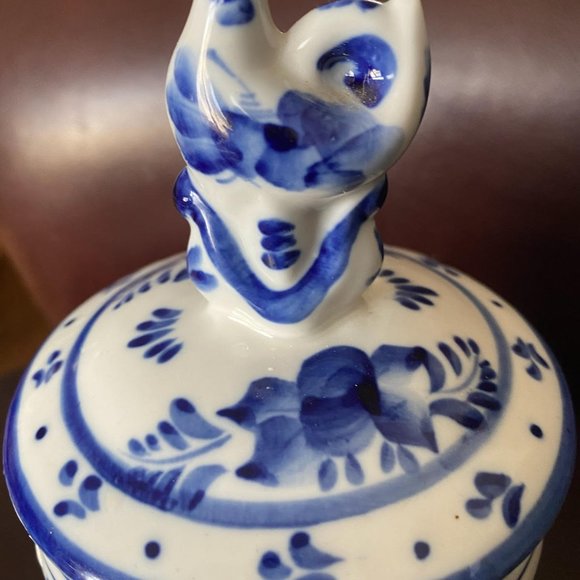 VINTAGE  RUSSIAN HAND PAINTED HONEY JAR - Picture 2 of 3